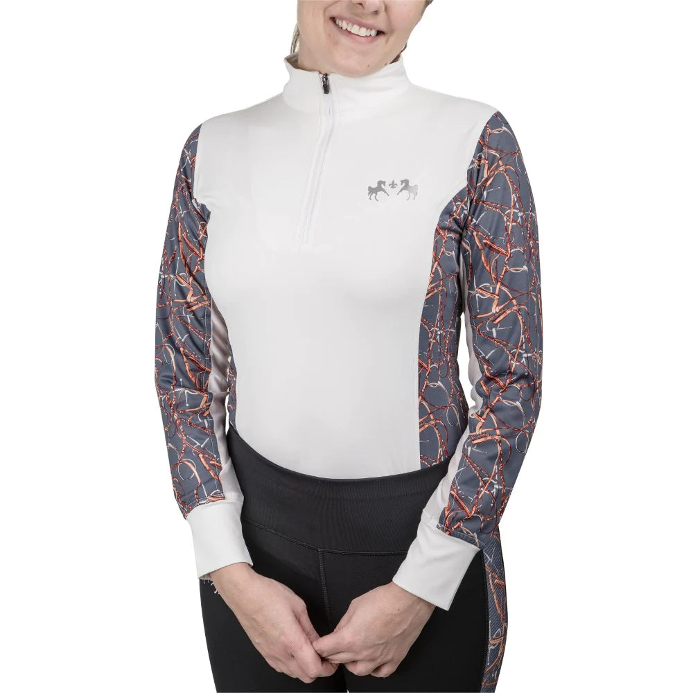 Equine Couture Red Snaffle bits riding shirt