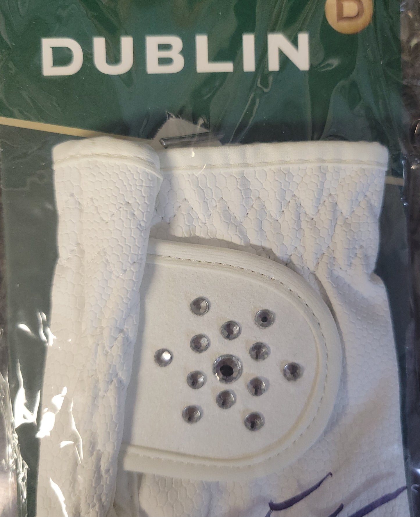 Dublin white bling gloves
